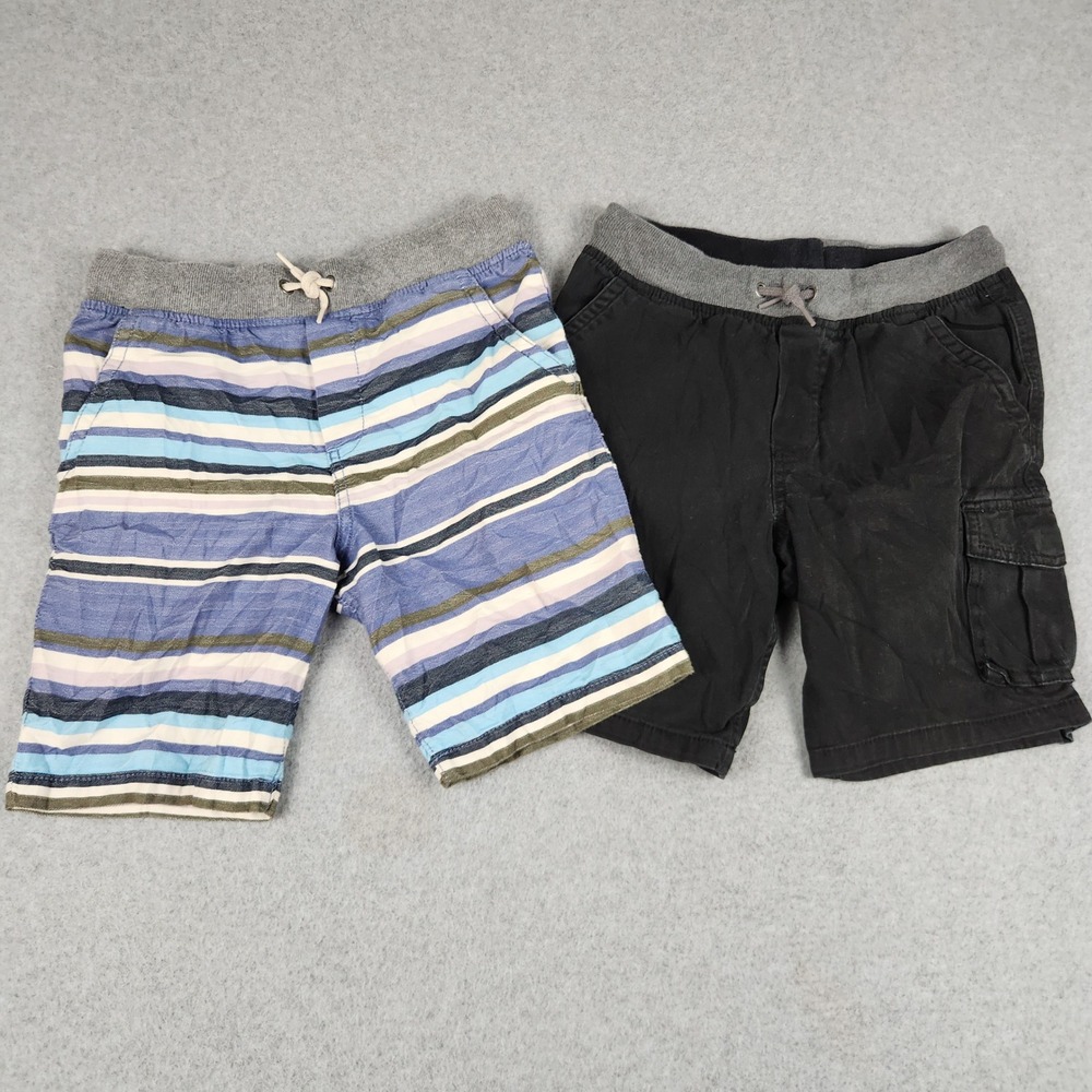 Wonder Nation Shorts Boys L 10-12 Multicolor Striped Cargo Drawstring Lot of 2